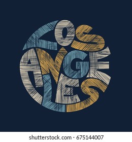 Los Angeles Typography Graphics. Concept in vintage style for print production. T-shirt fashion Design. Template for poster, print, banner, flyer.