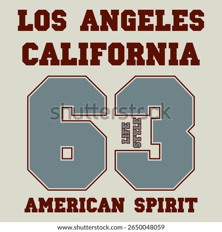 Los Angeles typography graphics. Print for number t-shirt, design of athletic clothes. Stamp for sport original apparel. Vector illustration.