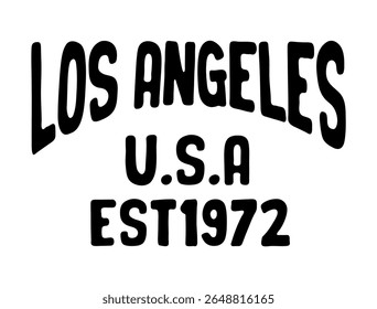 Slogan da tipografia de Los Angeles. Varsity vintage para t shirt. EUA T shirt impressão gráfica. Ilustração vetorial.
