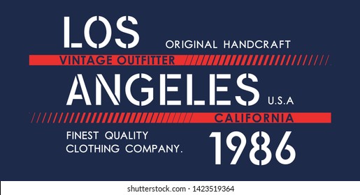 Los Angeles For Typography T shirt Graphic Print Casual, vector image illustration