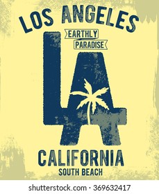 Los Angeles typography for t-shirt print , vector illustration