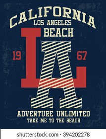 Los Angeles typography for t-shirt print , vector illustration