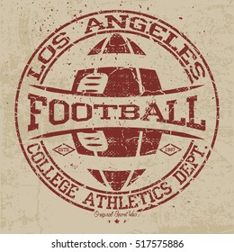 Los Angeles typography, t-shirt stamp graphics, american football, vintage graphics, sports graphics for t-shirt