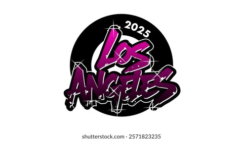 Los Angeles, United States hand made graffiti in original style. European city typographic script font for prints, advertising, identity. Hand drawn touristic artwork in high quality. street art
