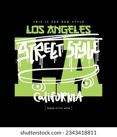 Tipografía urbana de las calles de Los Ángeles. Diseño de ilustraciones vectoriales para gráficos de moda, impresiones, camisetas.