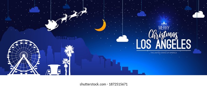 Los Angeles, USA. Christmas holiday background. Winter snowy landscape.