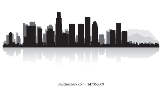 Los Angeles USA City Skyline Silhouette Vector Illustration