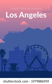 Los Angeles, USA famous city scape background.