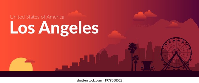 Los Angeles, USA famous city scape background.