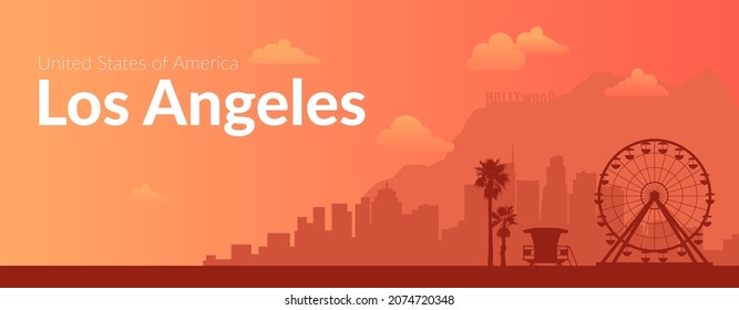 Los Angeles, USA famous city scape view background. 