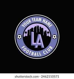 Los Angeles, USA Football Skyline Silhouette Vektorgrafik Design. Fußballmannschaft. Logo des Fußballvereins. Emblem-Design