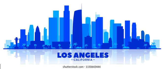 Los Angeles (USA) skyline silhouette on a white background. Flat vector illustration. Business travel and tourism concept with modern buildings. Image for banner or web site.