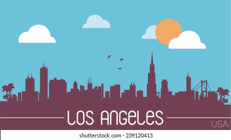 Los Angeles USA skyline silhouette flat design vector illustration.