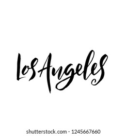 Los Angeles, USA. Typography dry brush lettering design. Hand drawn calligraphy poster. Vector illustration