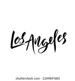 Los Angeles, USA. Typography dry brush lettering design. Hand drawn calligraphy poster. Vector illustration