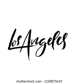 Los Angeles, USA. Typography dry brush lettering design. Hand drawn calligraphy poster. Vector illustration