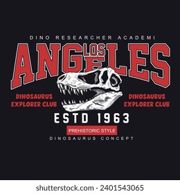 los angeles varsity dinosaur skull print