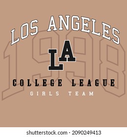 Los Angeles varsity slogan print in college style typography print design. Vector t-shirt graphic or other uses.