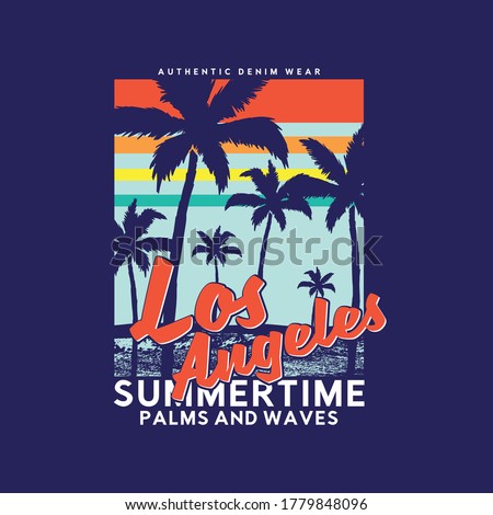 Los ANgeles vector design for tee print with palm tree