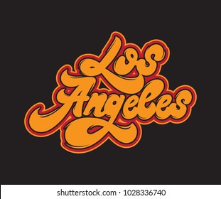 Los Angeles. Vector handwritten  lettering. Type for card, poster, banner, print for t-shirt, badge, pin.