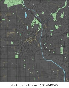 Los Angeles vector map with dark colors.