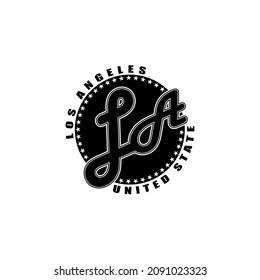 Los Angeles vintage calligraphic handwritten tee apparel fashion design print.