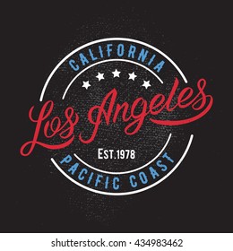 Los Angeles vintage calligraphic handwritten tee apparel fashion design print.