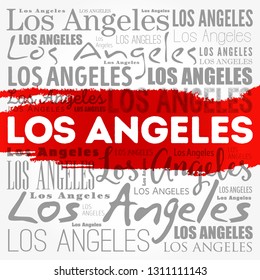 Los Angeles wallpaper word cloud, travel concept background