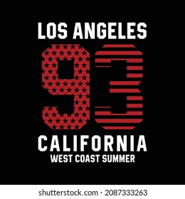 Los angeles west coast summer typography t-shirt graphics vectors