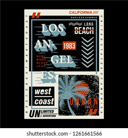 los angeles west coast  typography vector t shirt design