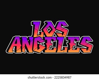 Los Angeles word graffiti style letters. Vector hand drawn doodle cartoon logo Los Angeles illustration. Print for poster t shirt tee logo sticker concept