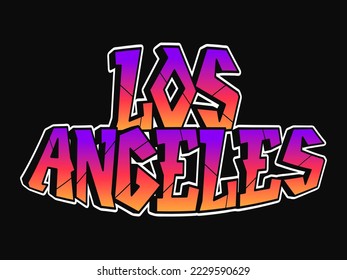 Los Angeles word graffiti style letters. Vector hand drawn doodle cartoon logo Los Angeles illustration. Print for poster t shirt tee logo sticker concept