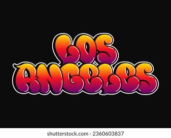 Los Angeles word graffiti style letters. Vector hand drawn doodle cartoon logo Los Angeles illustration. Print for poster t shirt tee logo sticker concept