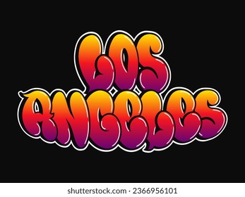 Los Angeles word graffiti style letters. Vector hand drawn doodle cartoon logo Los Angeles illustration. Print for poster t shirt tee logo sticker concept