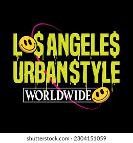 Los Angeles y2k streetwear vintage style colorful slogan quote vector icon illustration background. Suitable for tshirt, clothing, poster, banner, flyer, sticker