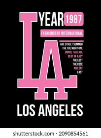 Los Angeles year 1987, t shirt design. Creative textile slogan, slogan special illustration art design - Logo and Vector