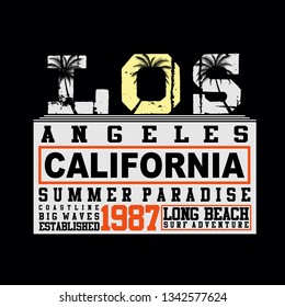 los angeles,california beach,surfing tee element vintage graphic t shirt print vector illustration design