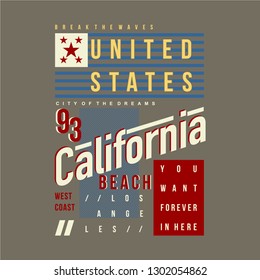 los angeles/california graphic design typography t shirt