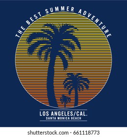 Los angeles,california tee print with palm trees. Vector illustration.