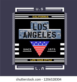 LOS ANGELES/CALIFORNIA/AMERICAN/stock vector illustration /Tshirt Design typography/shirt print design background