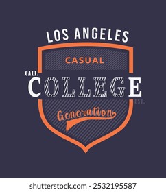 Los Angelesslogan and college style illustration deign tee print vector. 