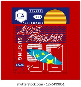 LOS ANGELES/SURFING typography design t shirt,vector illustration