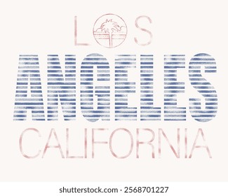 Los Angels California. vintage grunge text. small dot print texture. line effects in the text. summer t shirt design. American vibes print. graphic design. girls graphics. t shirt design. prints