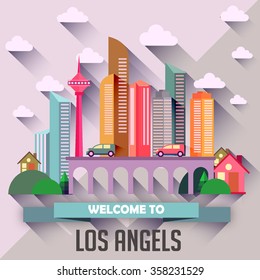 Los Angels - Flat design city vector illustration