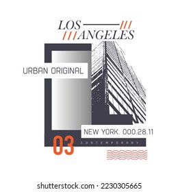 Los Angels New York Building Urban Original poster Urban style modern graphic design t shirt print vector