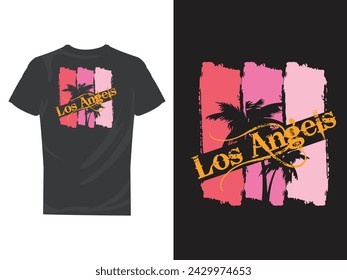 Los Angels Ocean side stylish t-shirt and apparel trendy design with palm trees silhouettes, typography, print, vector illustration. Global swatches.