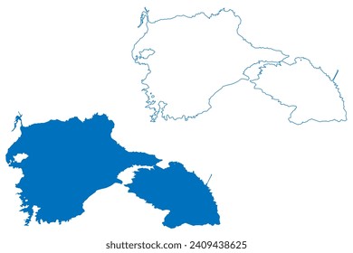 Los Barreales and Mari Menuco Lake (Argentine Republic, Argentina) map vector illustration, scribble sketch Reservoir Cerros Colorados Complex dam map