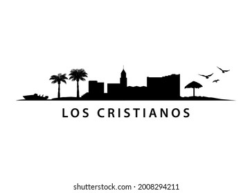 Los Cristianos Skyline  City on Tropical Spanish Island	