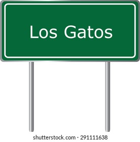 Los Gatos , California, road sign green vector illustration, road table, USA city