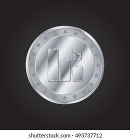 Los Graph embossed realistic silver / platinum coin precious Icon / Logo Design